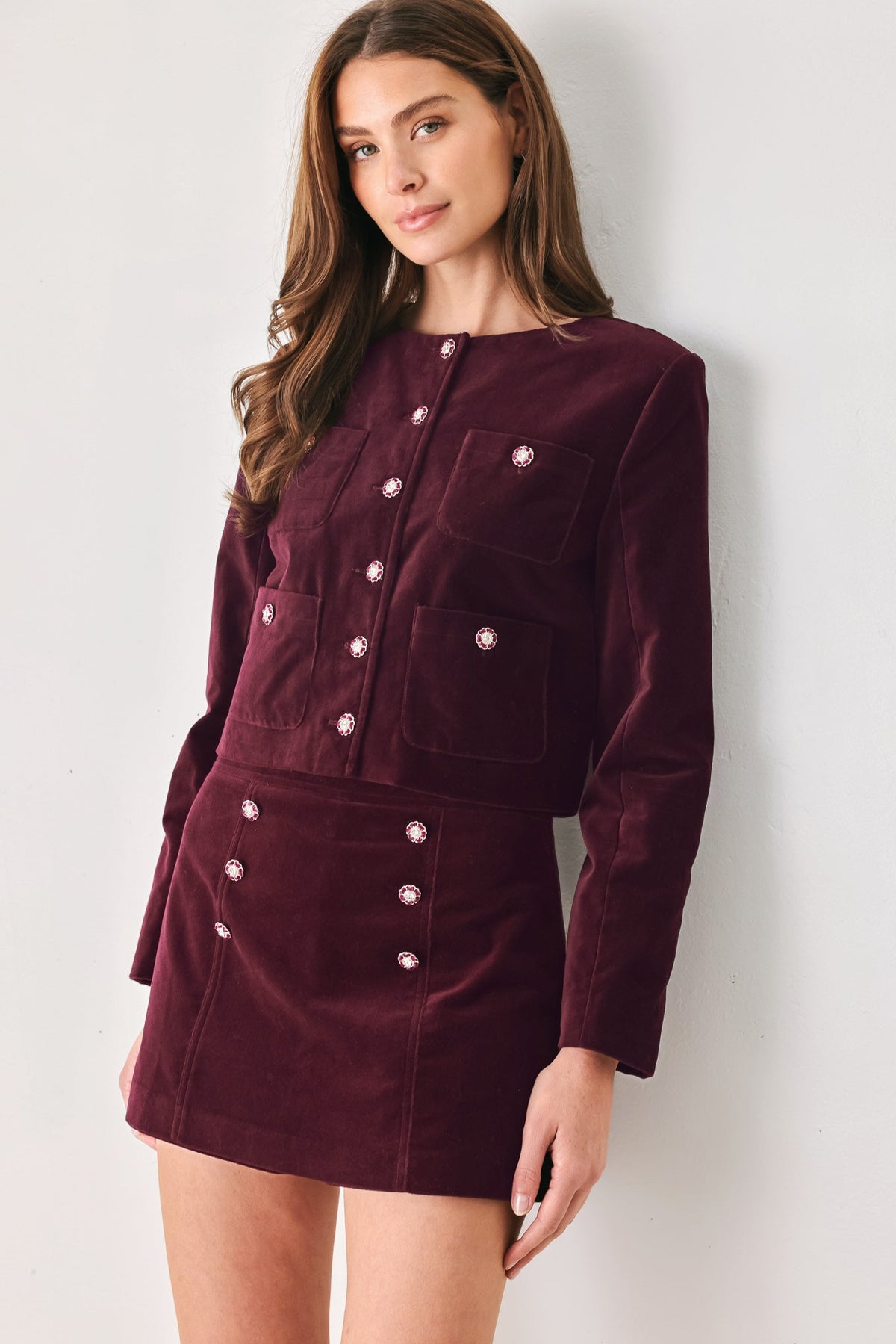 NEW - Velvet Button Skort