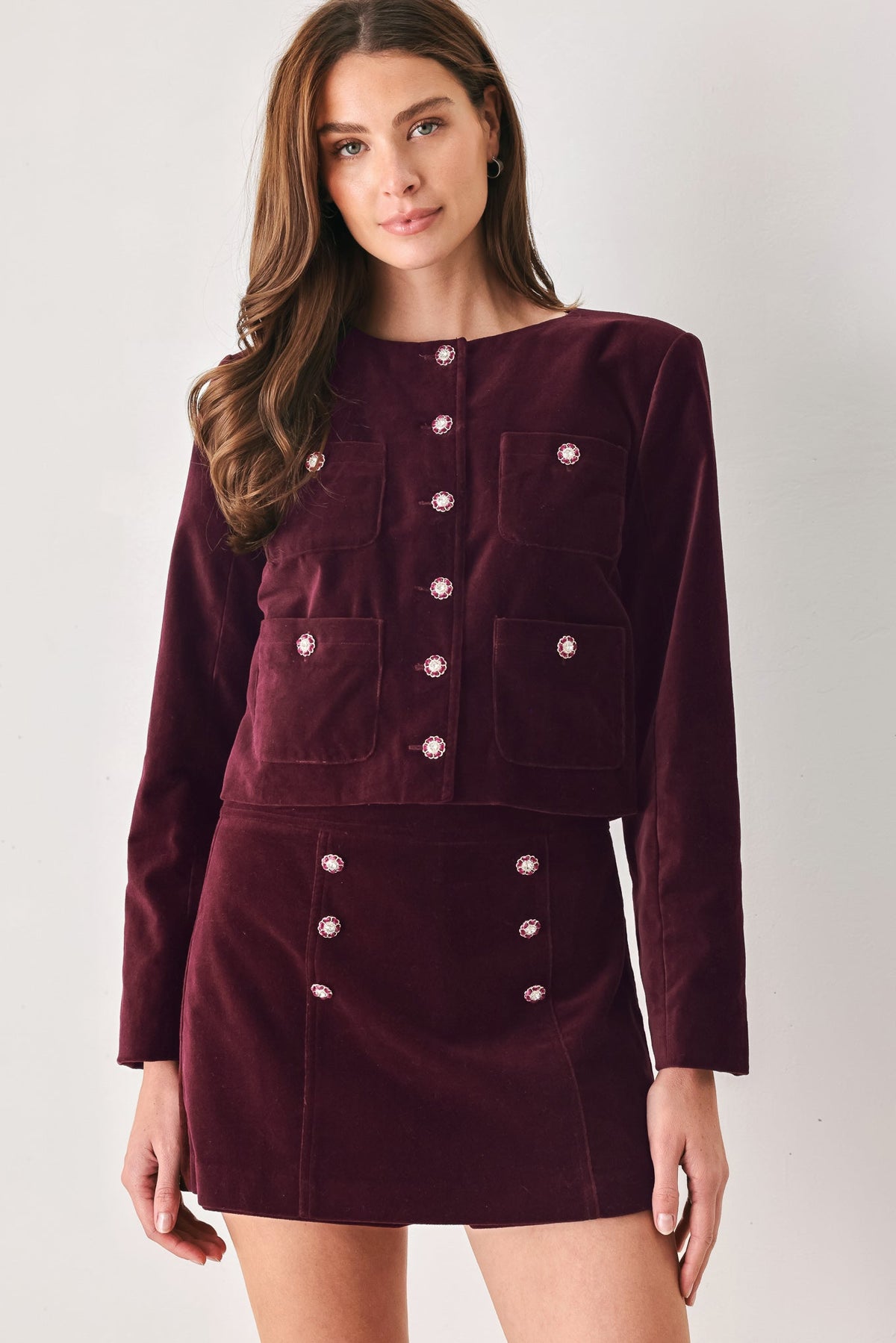 NEW - Velvet Button Skort