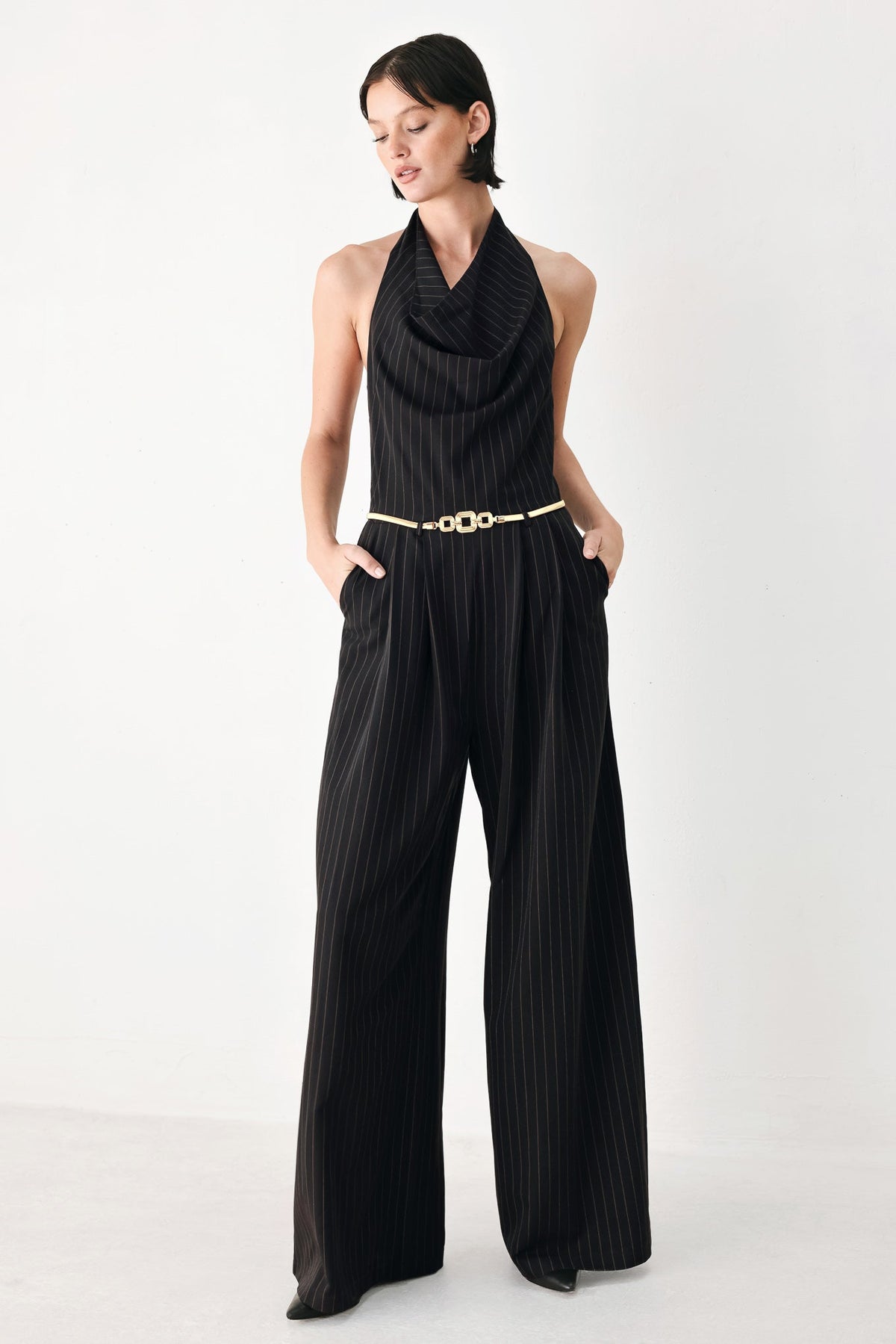 NEW - Black Halter Belted Jumpsuit