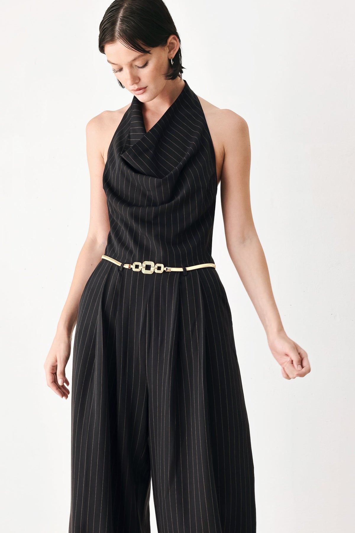 NEW - Black Halter Belted Jumpsuit