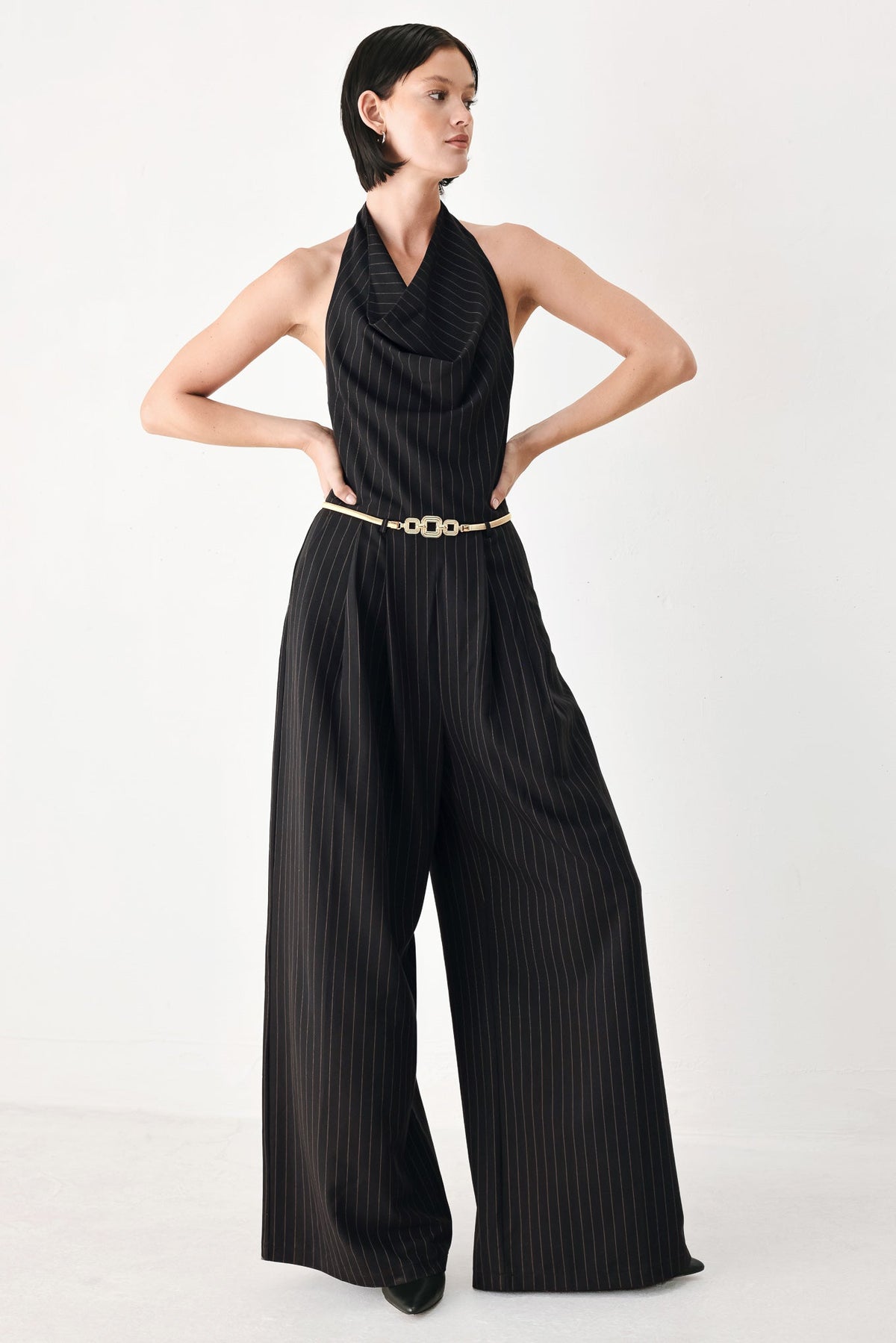 NEW - Black Halter Belted Jumpsuit