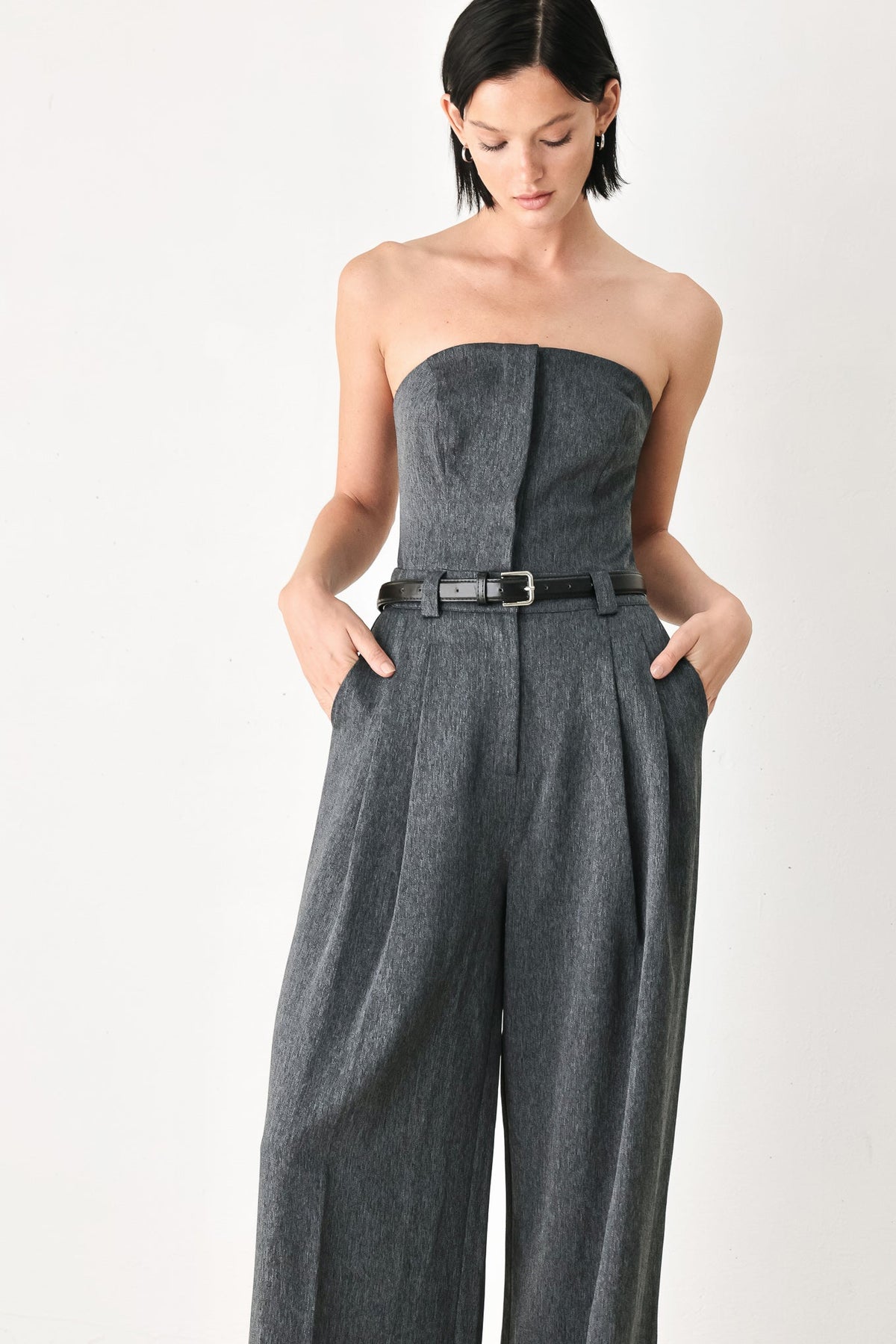 NEW - Strapless Belted Jumpsuit