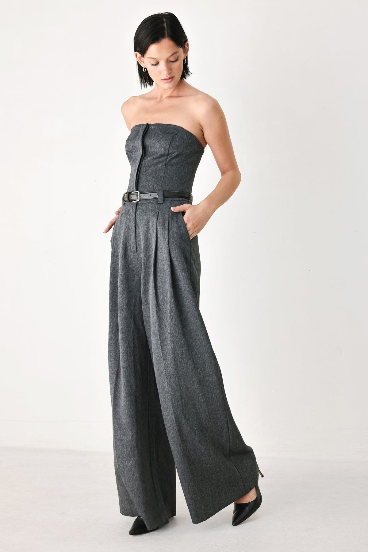 NEW - Strapless Belted Jumpsuit