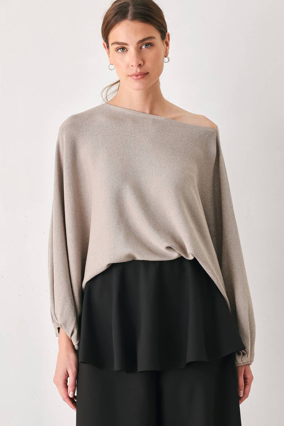 NEW - Metallic Batwing Top