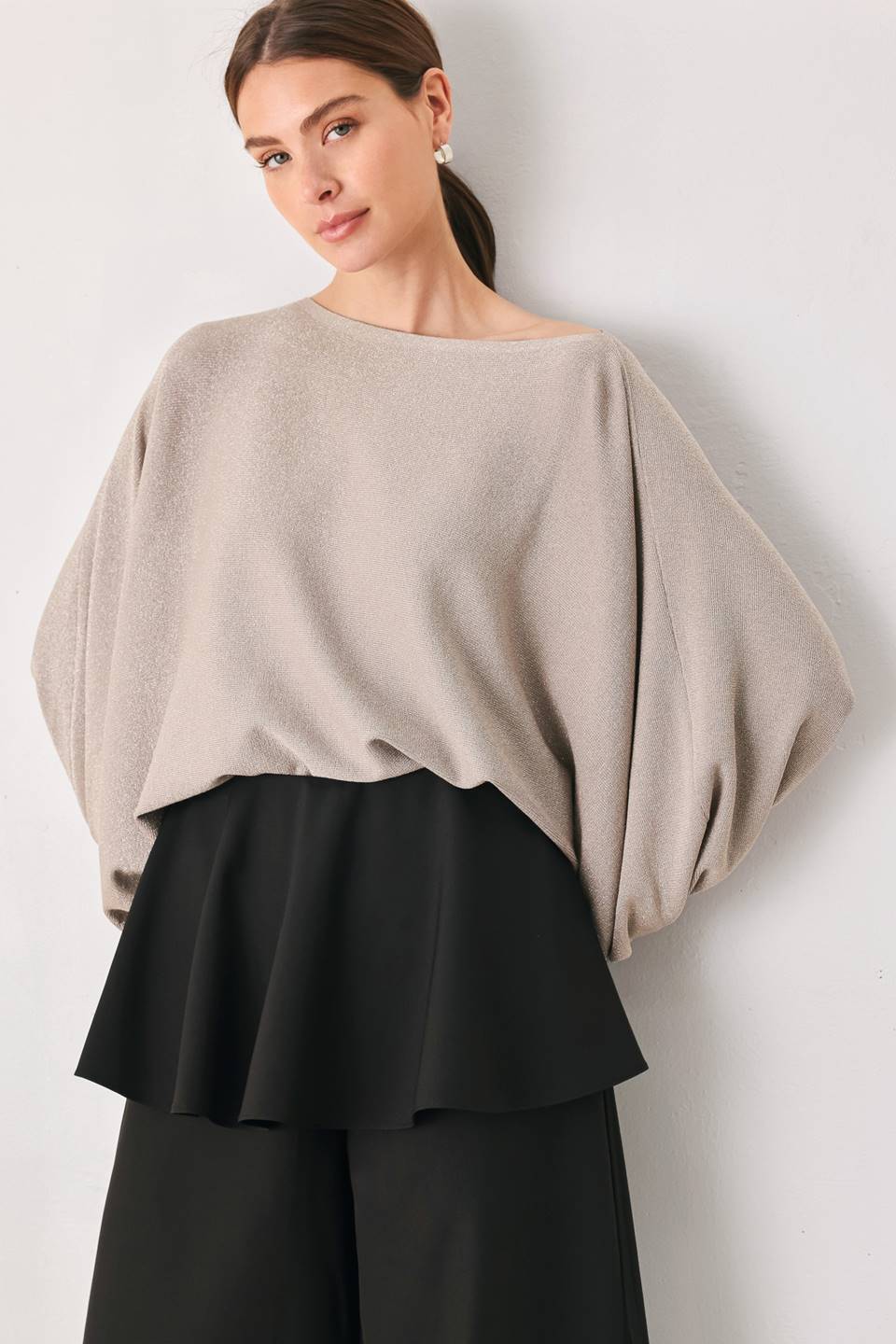 NEW - Metallic Batwing Top