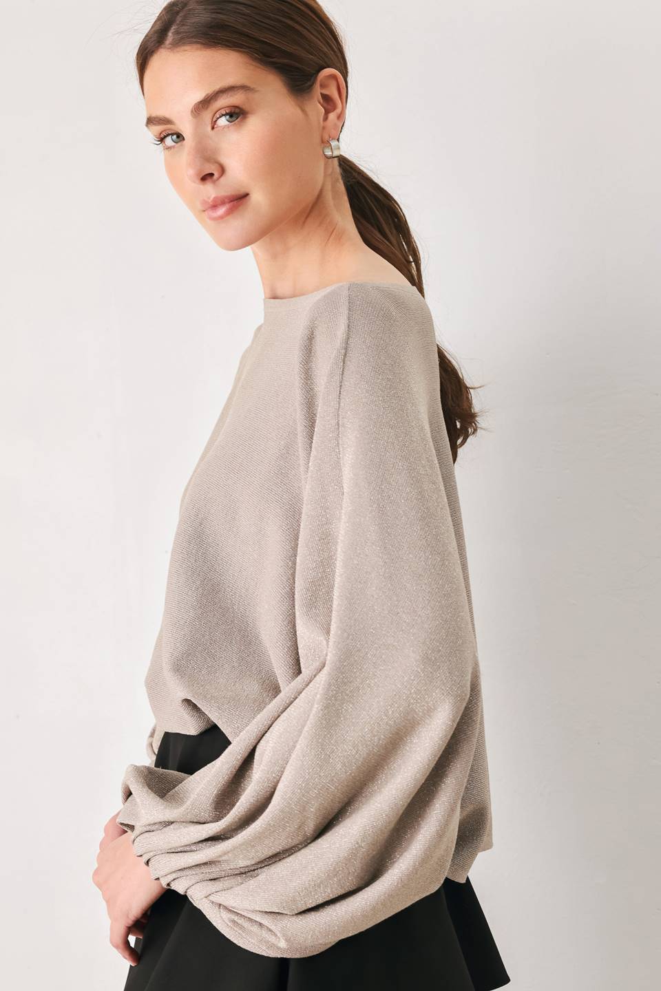 NEW - Metallic Batwing Top