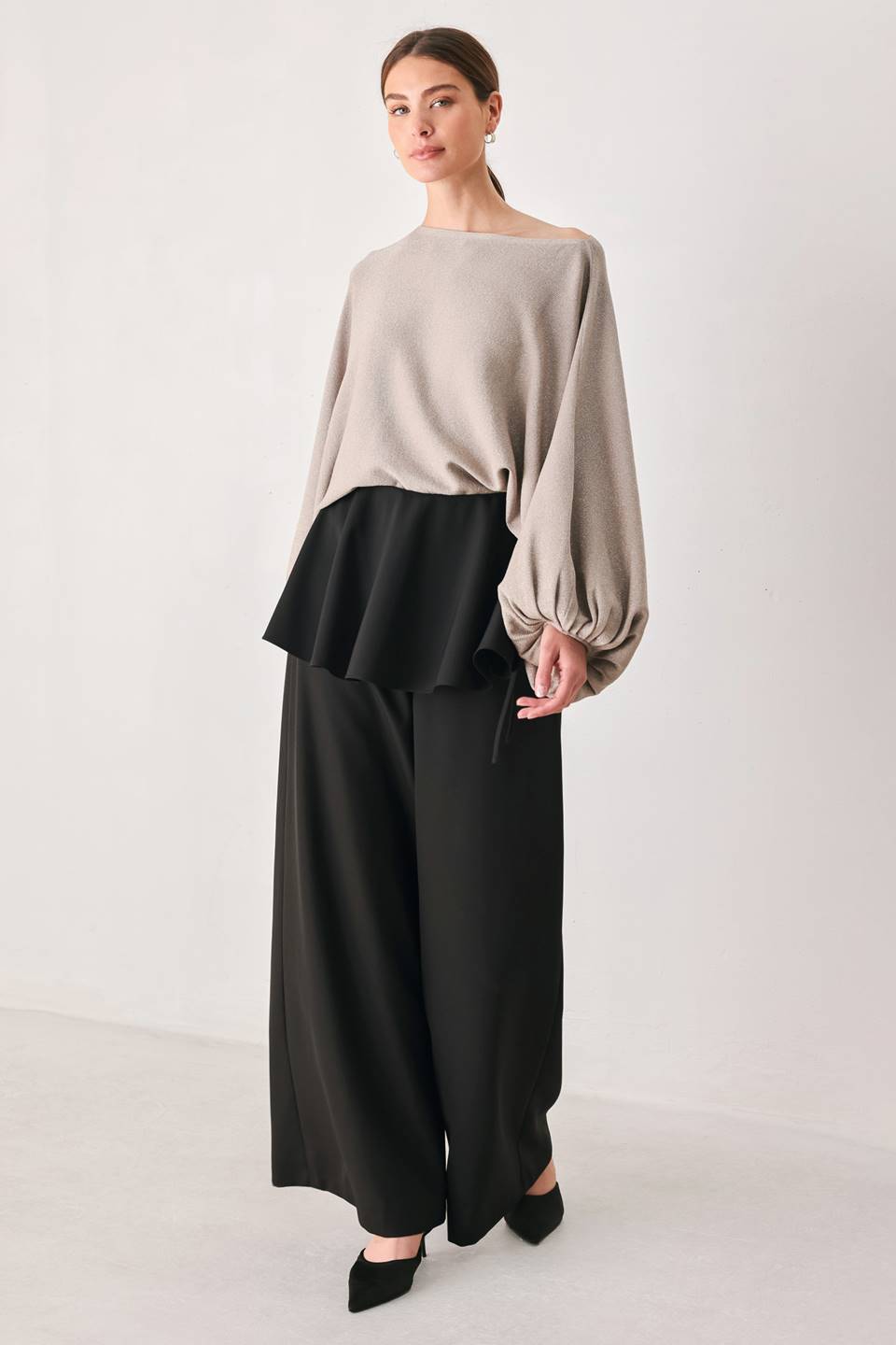 NEW - Metallic Batwing Top