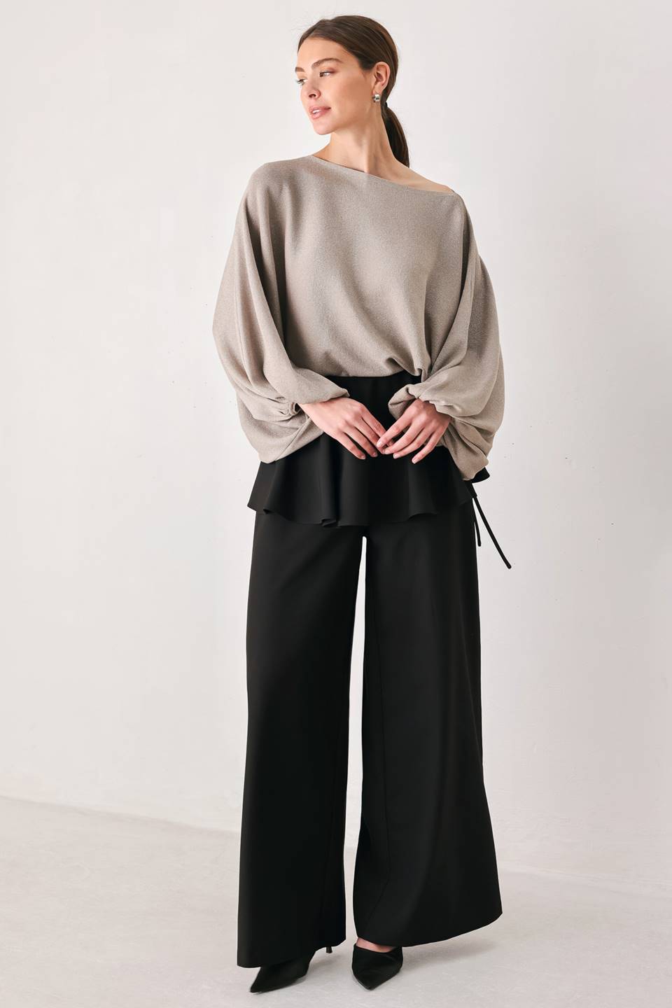 NEW - Metallic Batwing Top
