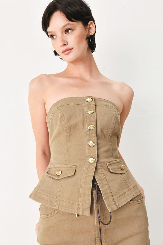 Sahara Woven Strapless Top
