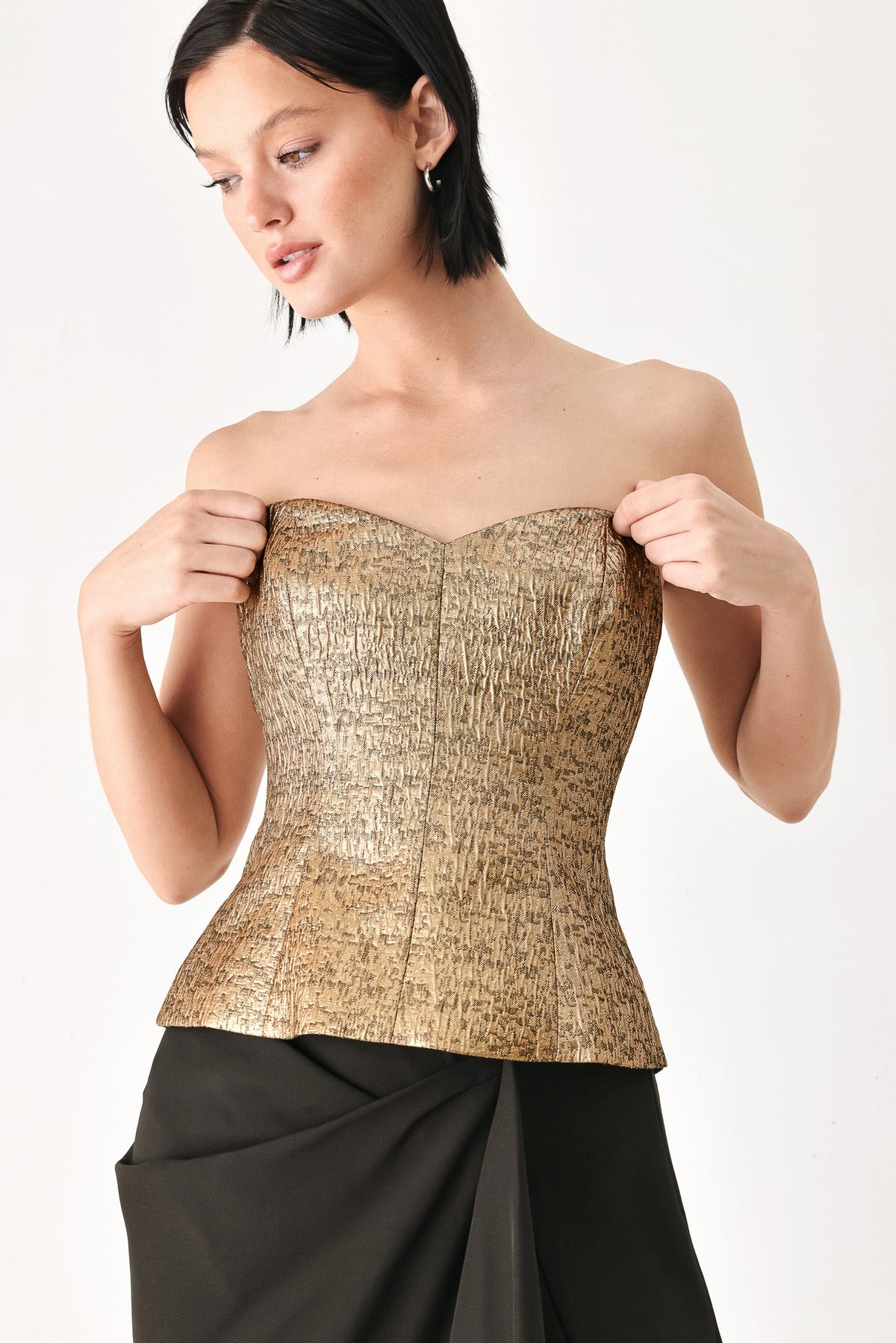 NEW - Metallic Sweetheart Strapless Top