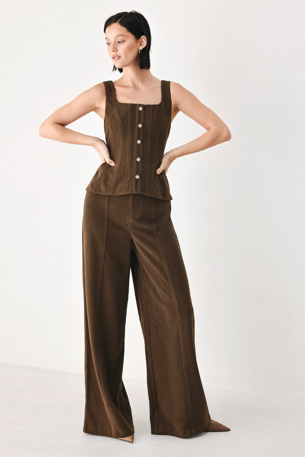 Brown Peplum Top