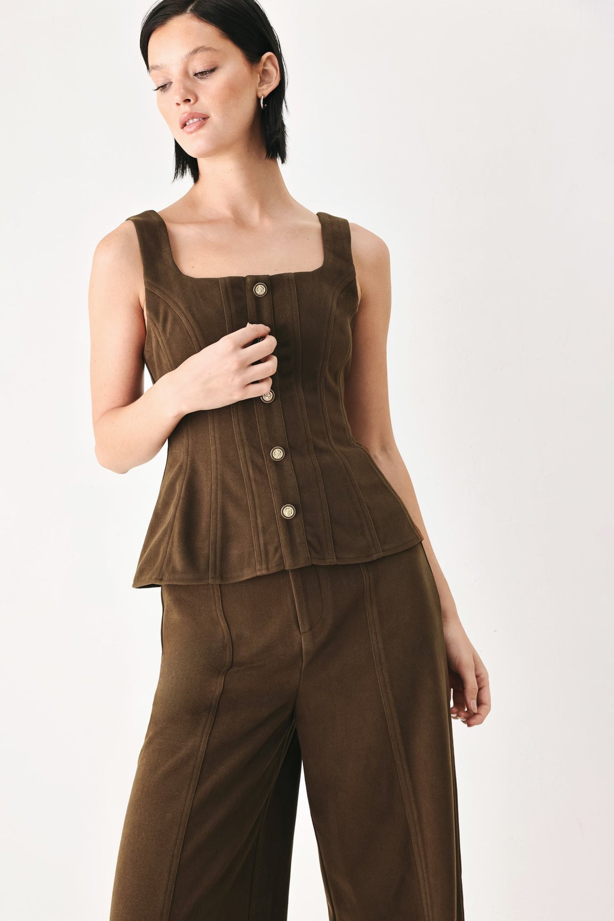 Brown Peplum Top