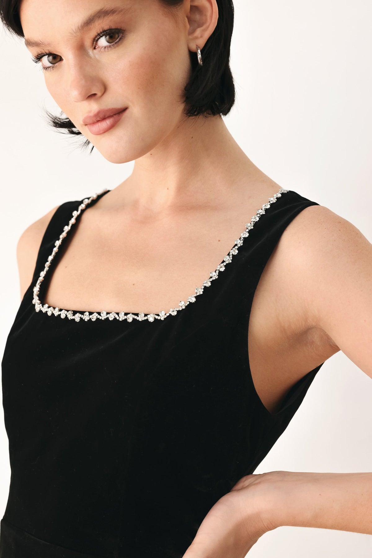 Jeweled Velvet Peplum Top