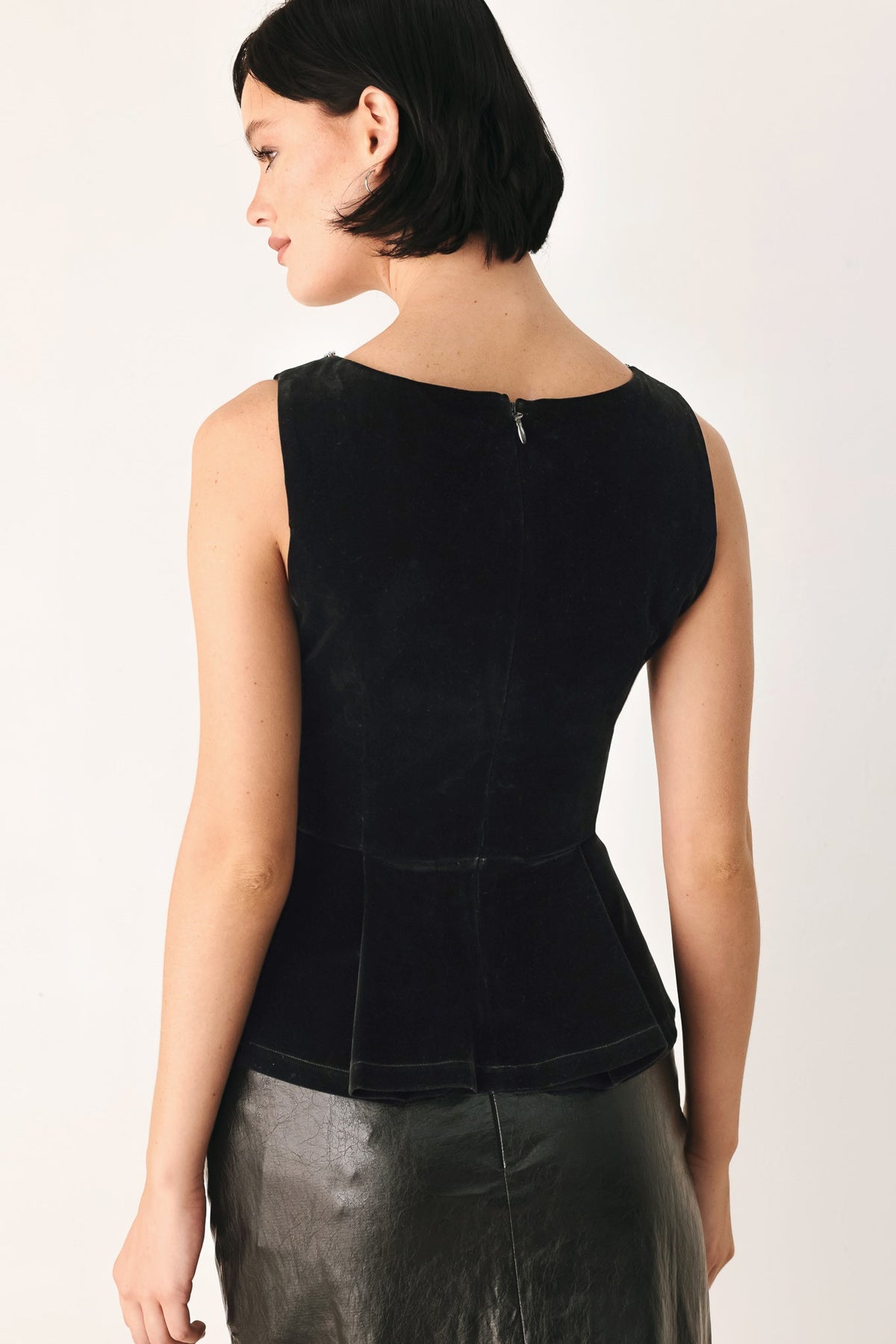 Jeweled Velvet Peplum Top