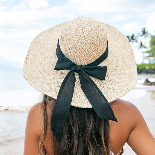 Foldable Peasant Sunhat in khaki and straw