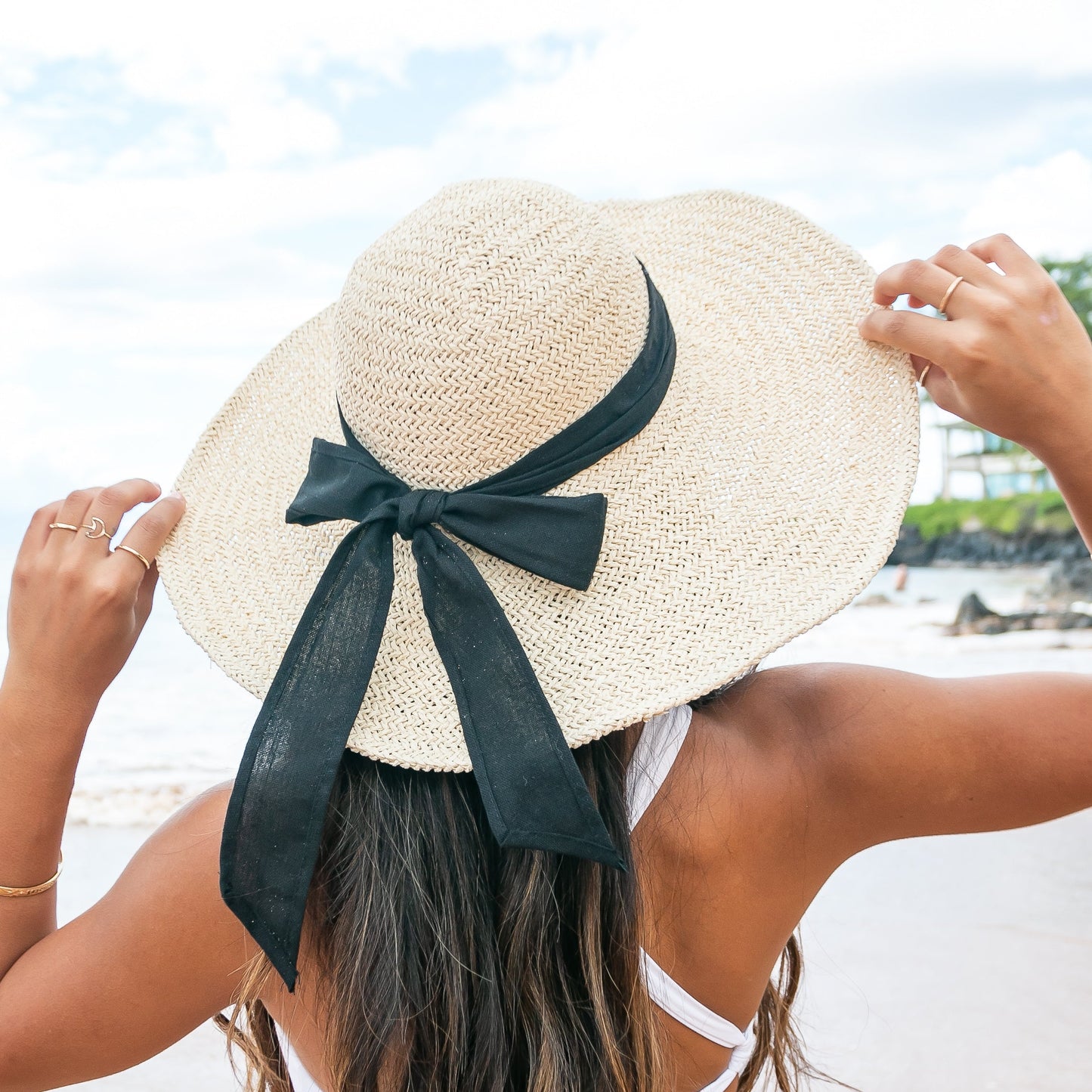 Foldable Peasant Sunhat in khaki and straw