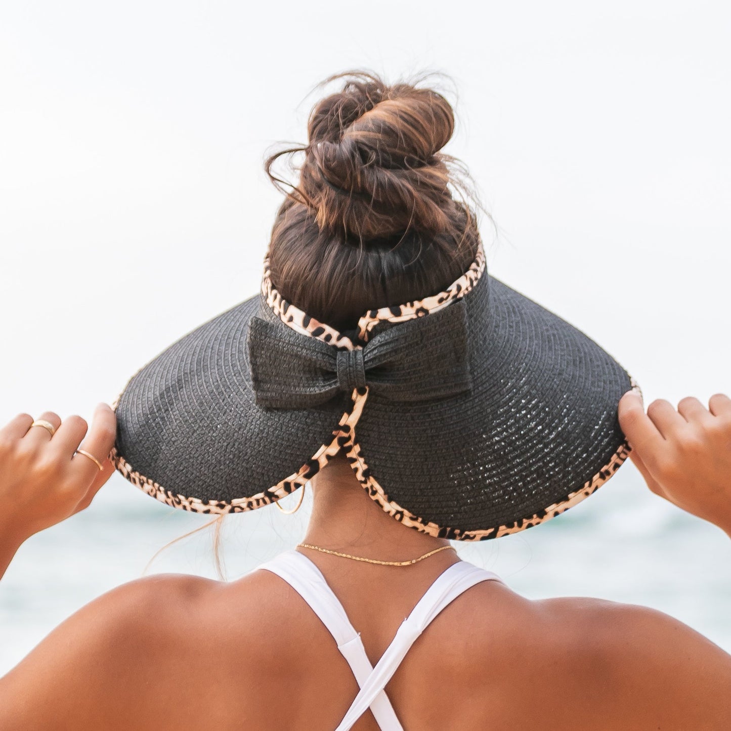 Foldable Leopard Trim Visors in multiple colors