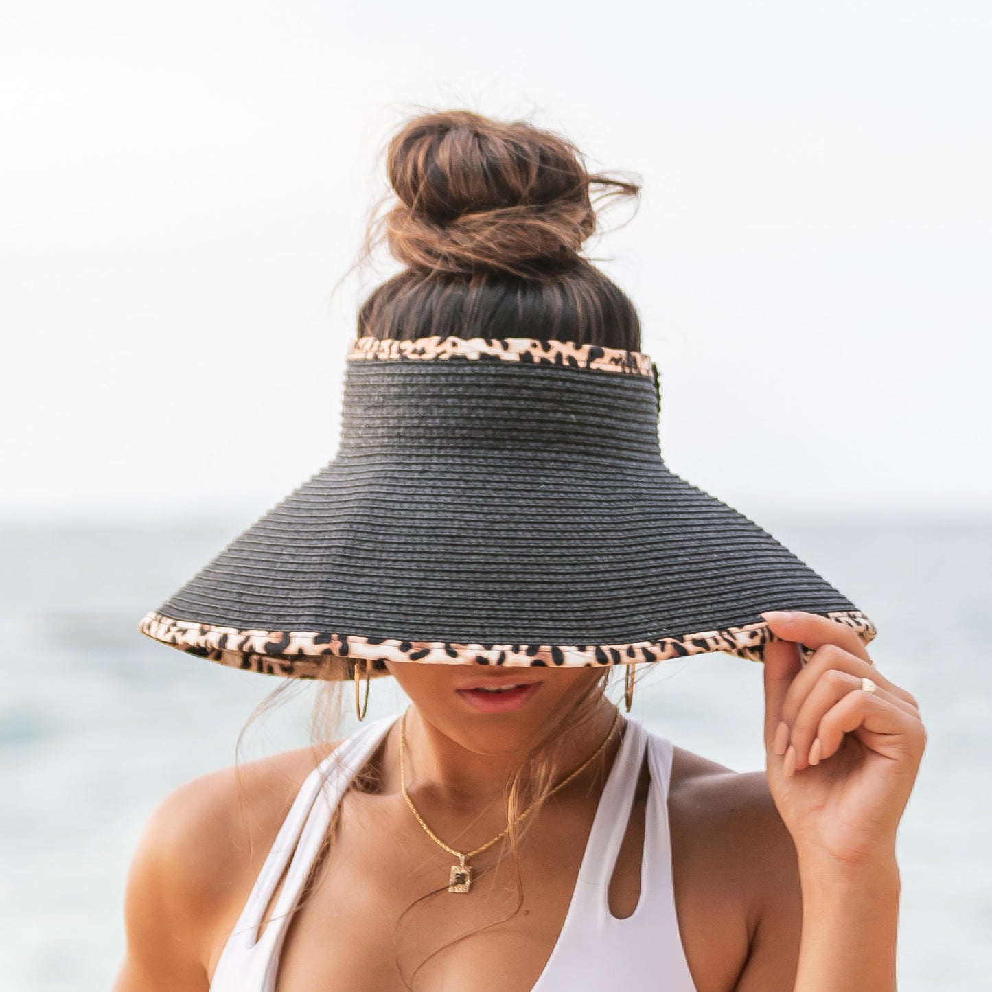 Foldable Leopard Trim Visors in multiple colors