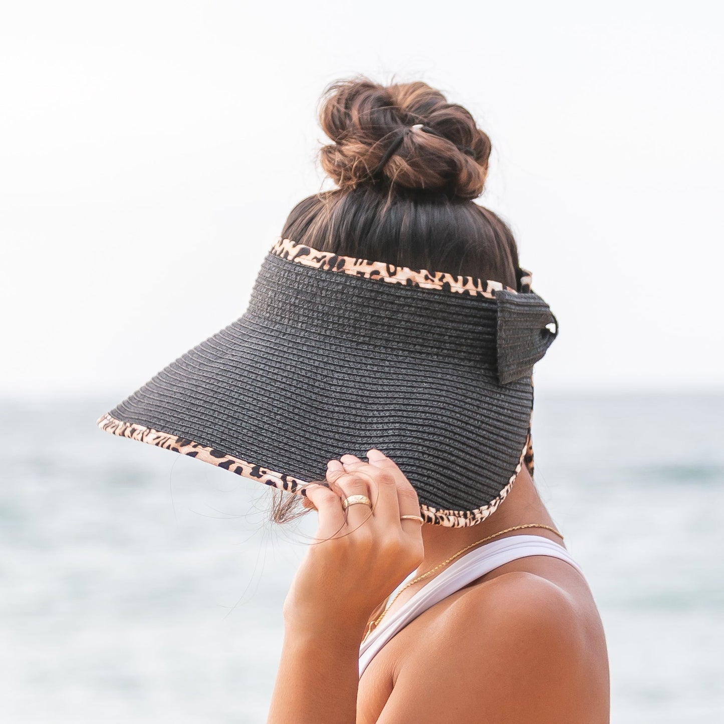 Foldable Leopard Trim Visors in multiple colors