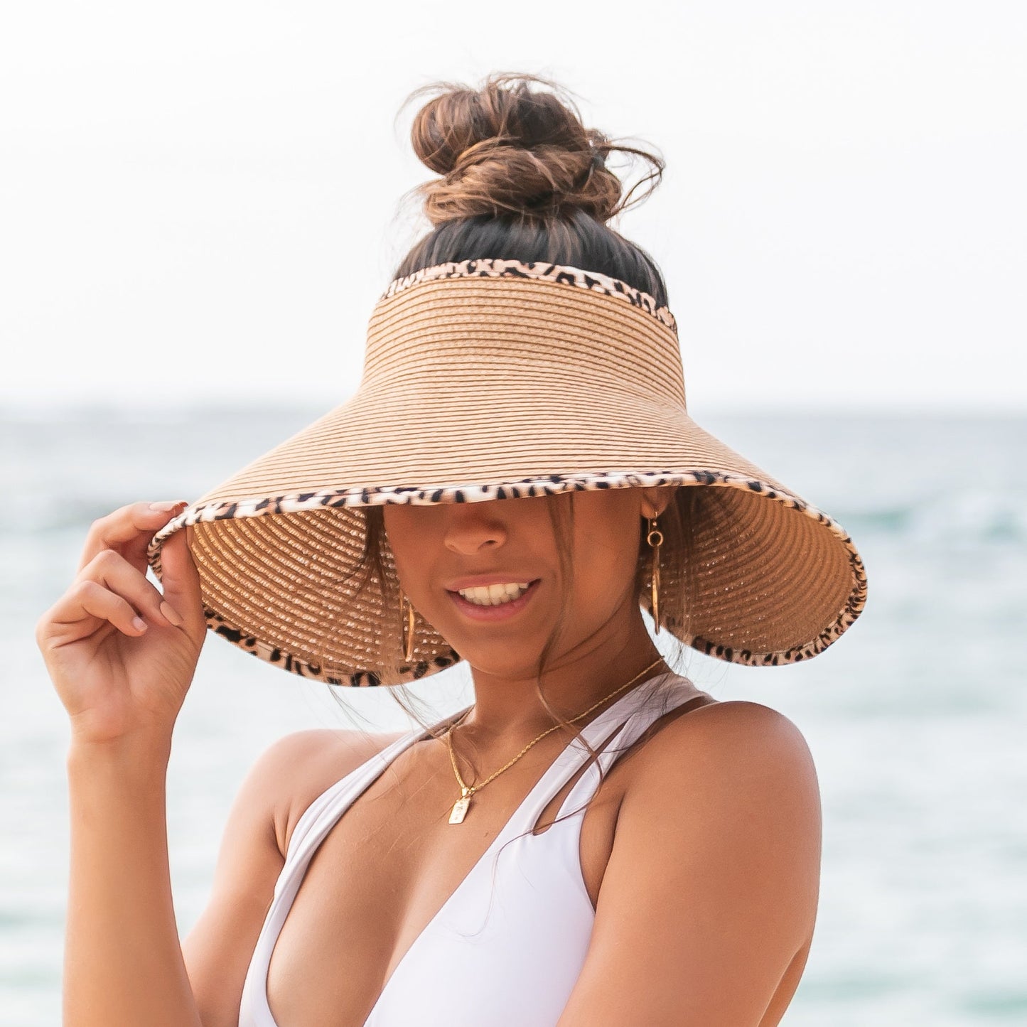 Foldable Leopard Trim Visors in multiple colors