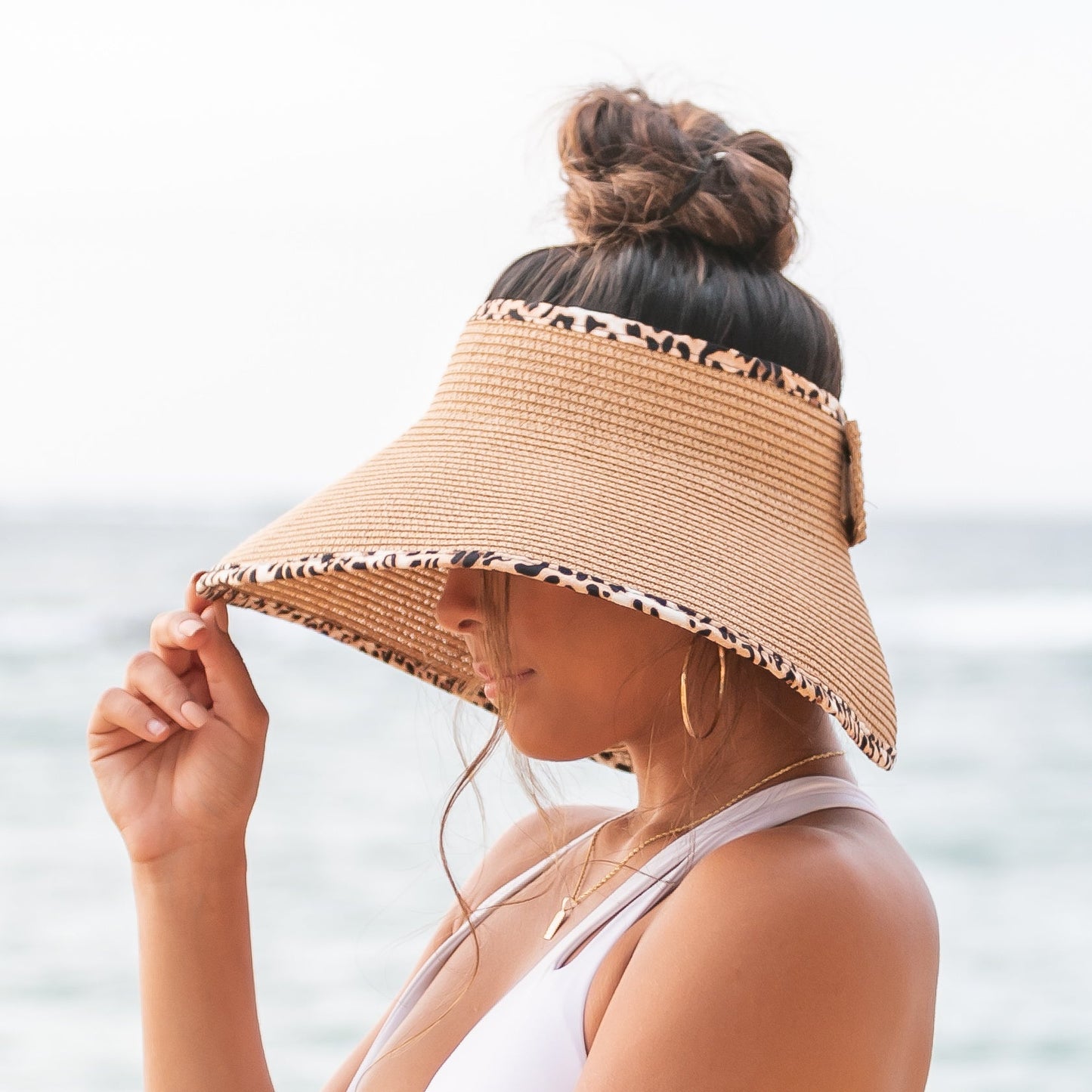 Foldable Leopard Trim Visors in multiple colors