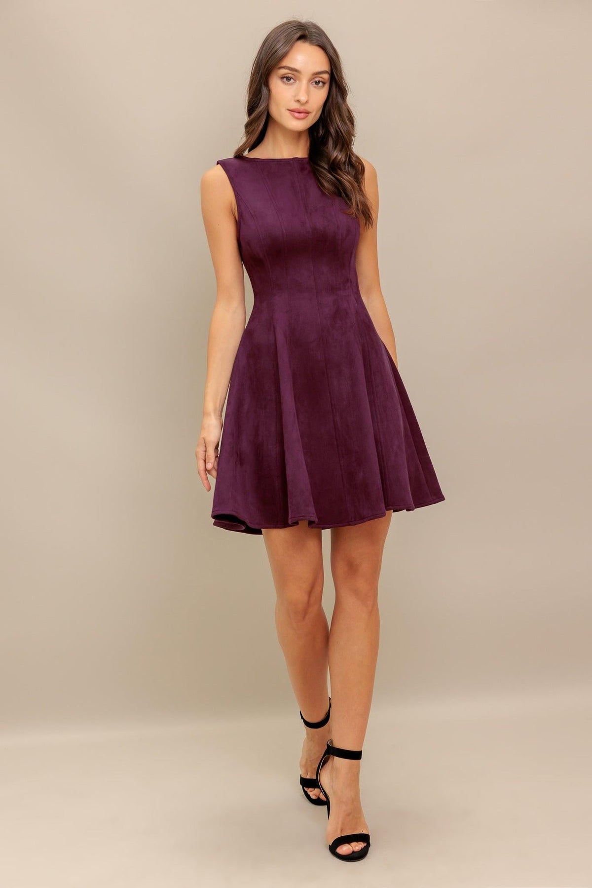 NEW - Wine Faux Suede Mini Dress