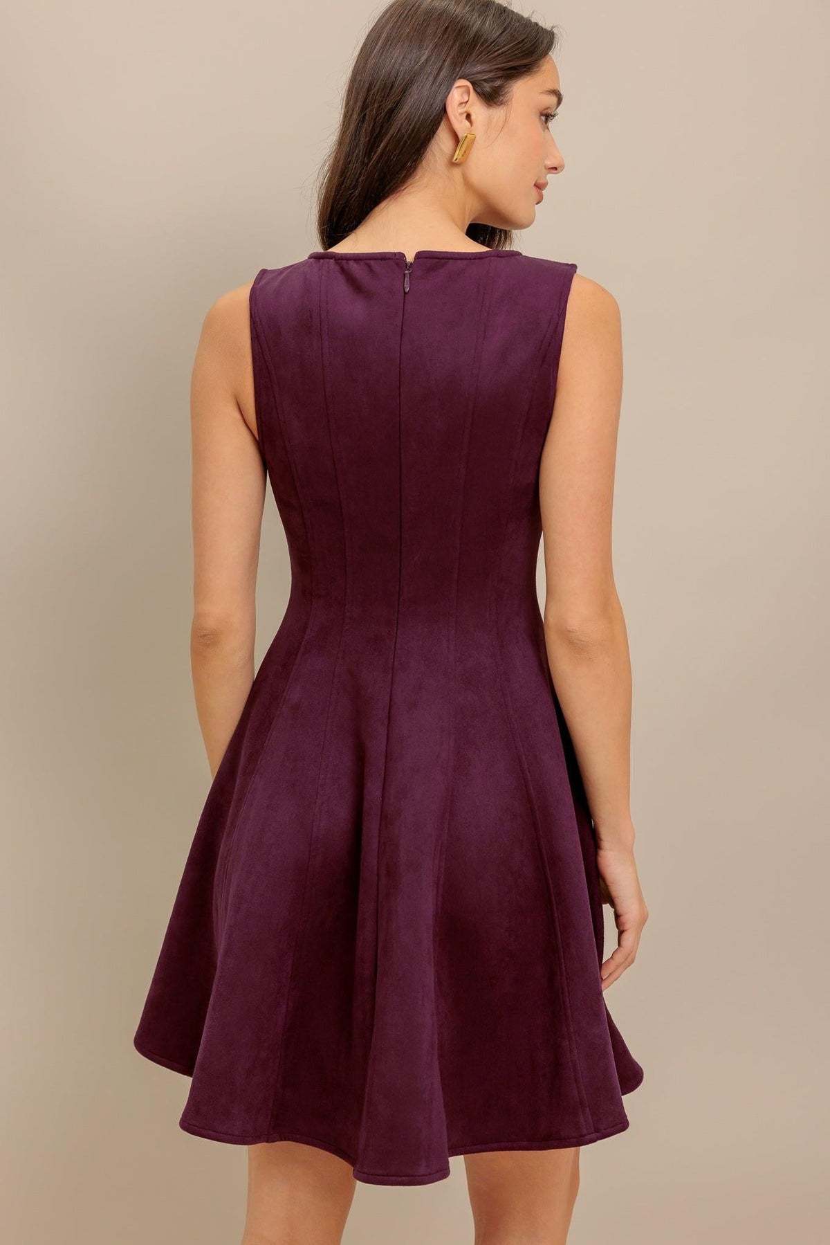 NEW - Wine Faux Suede Mini Dress