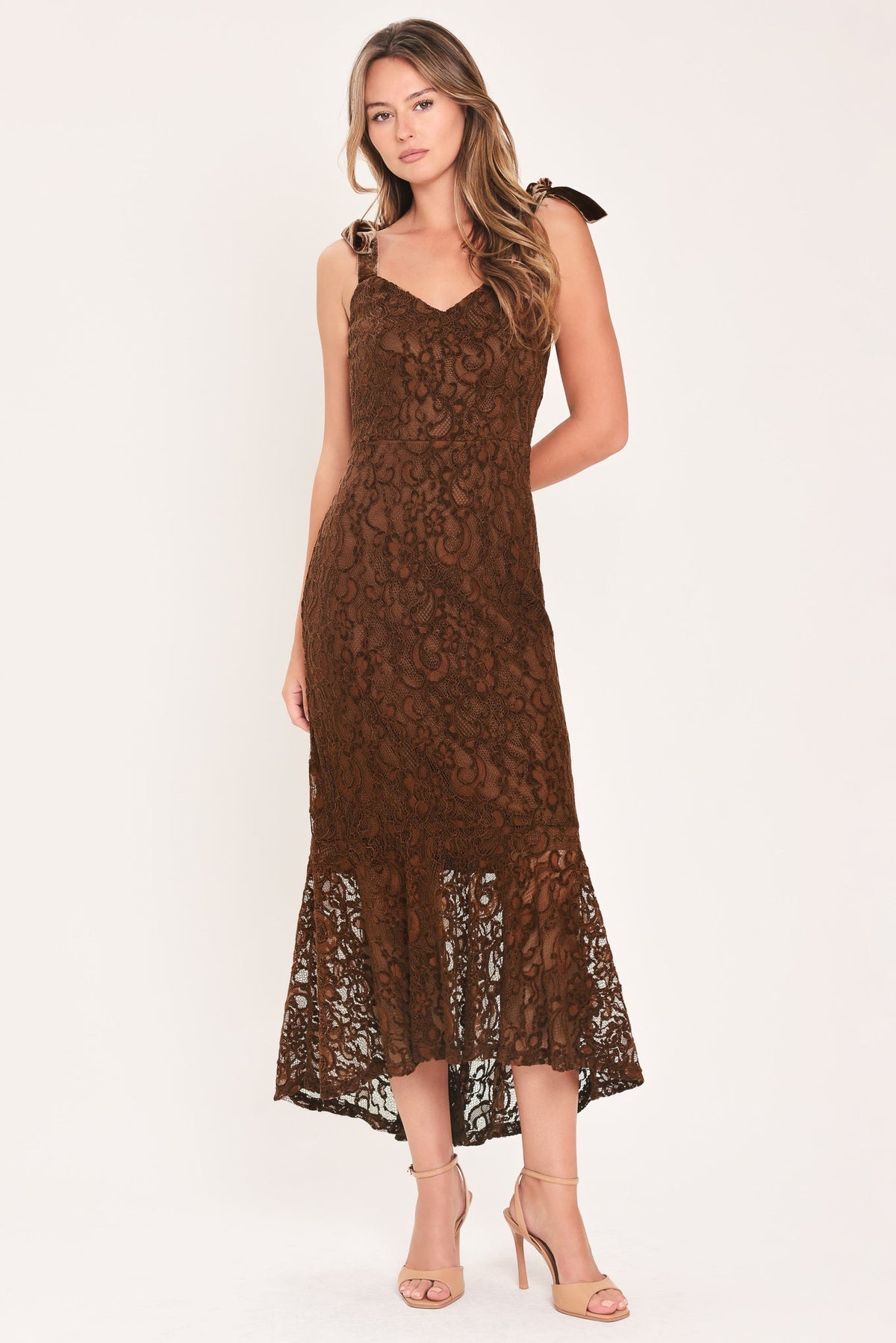NEW - Lace Tie-Strap Midi Dress