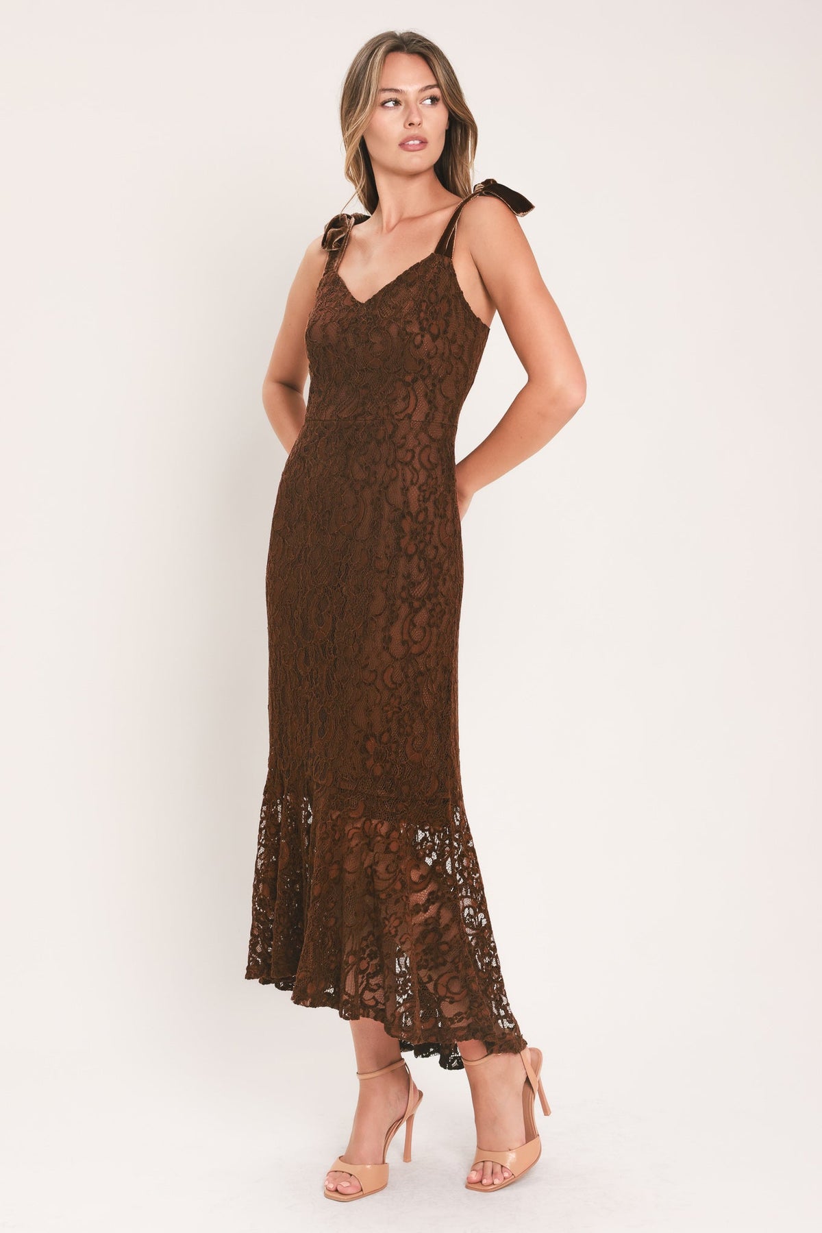 NEW - Lace Tie-Strap Midi Dress