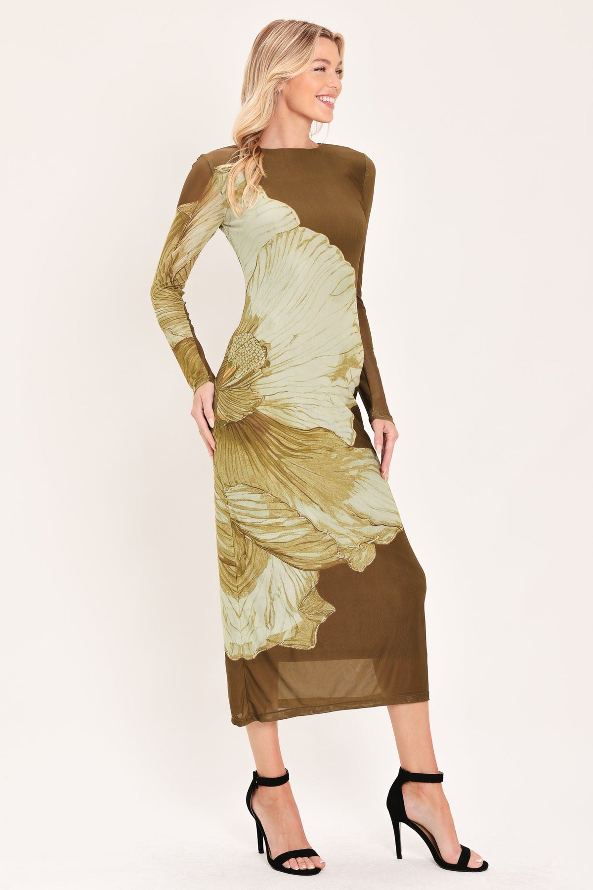 NEW - Contour Mesh Midi Dress