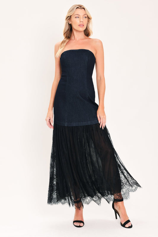 Column Denim Tube Dress