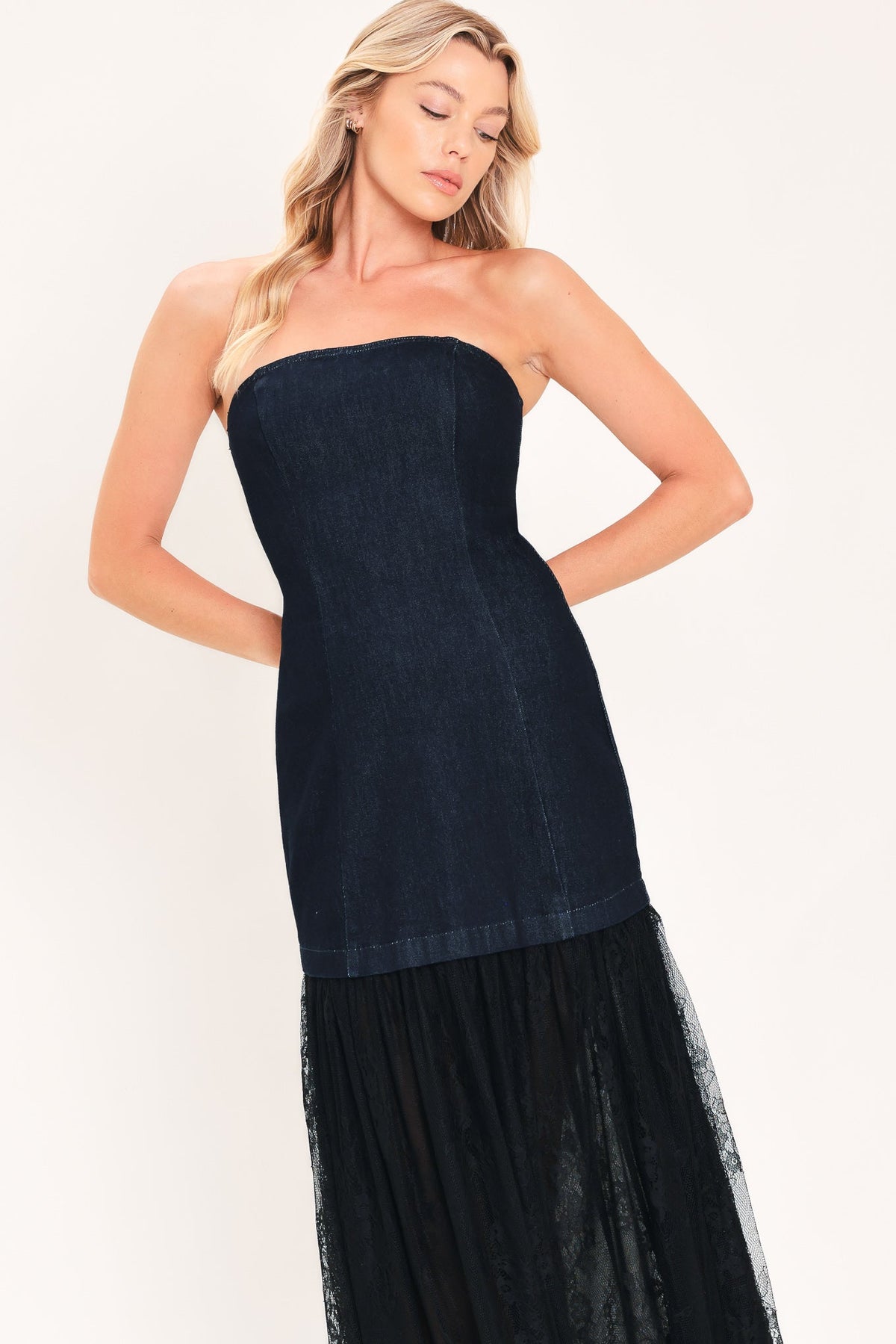 NEW - Column Denim Tube Dress