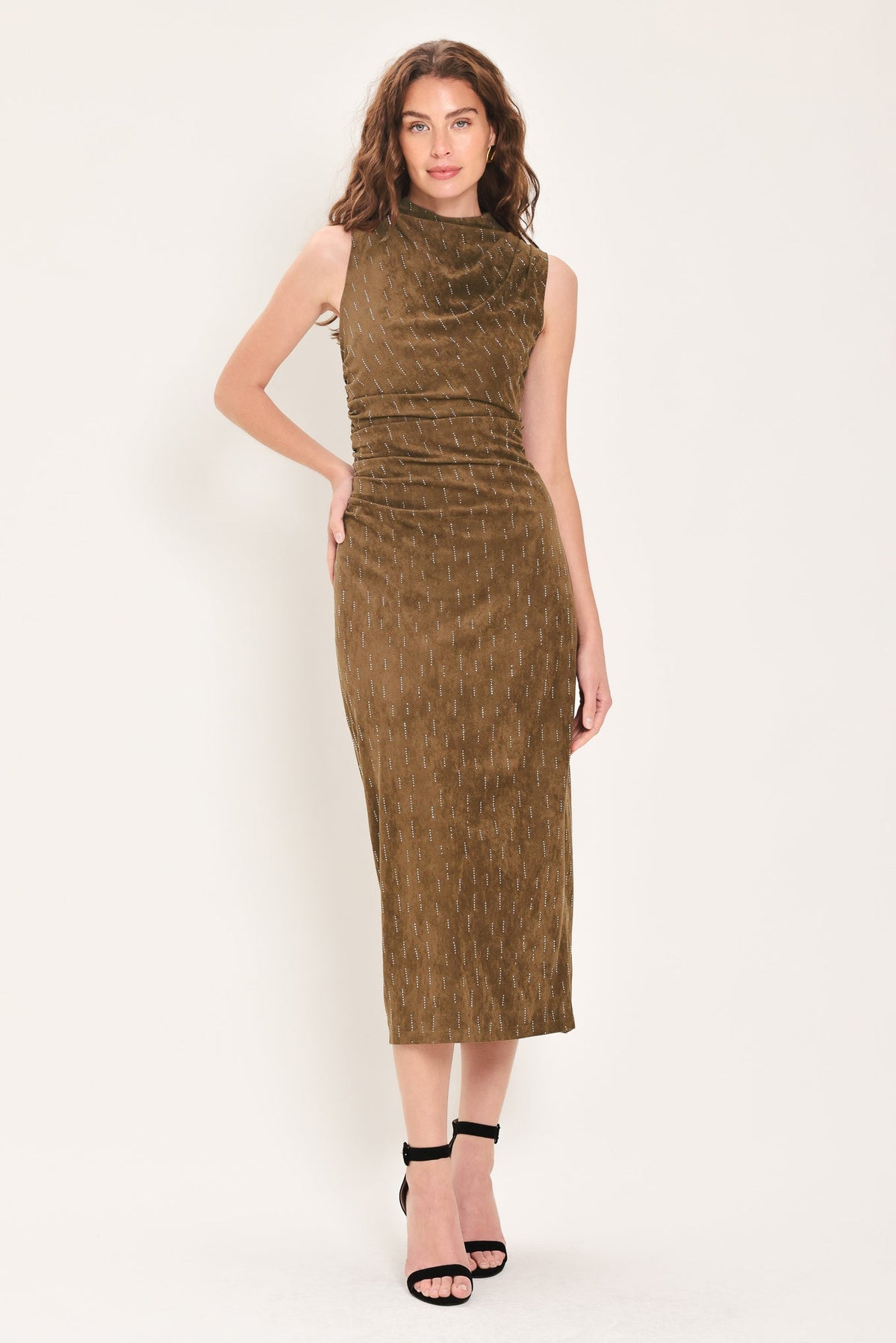 Faux Suede Midi Dress