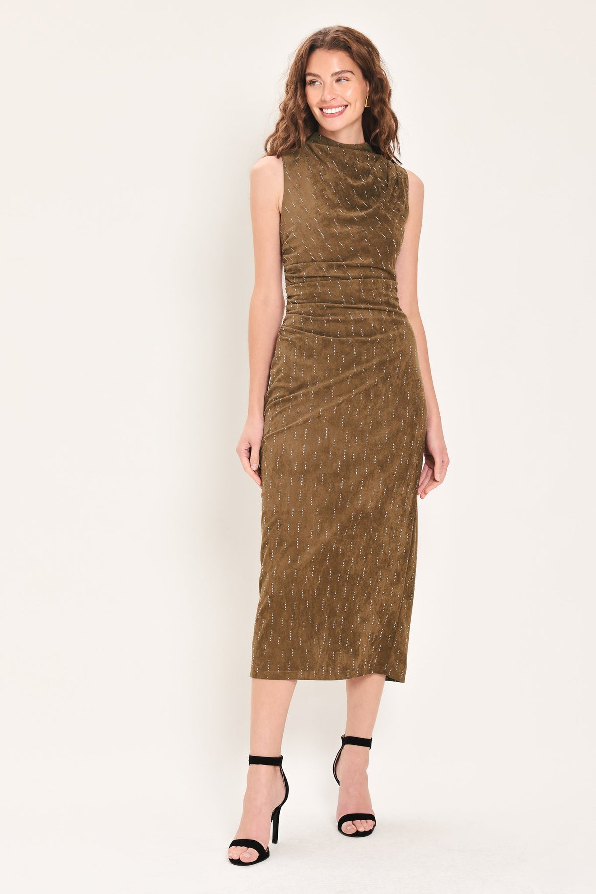 Faux Suede Midi Dress