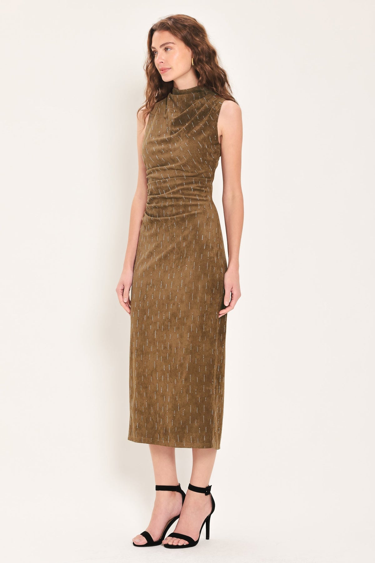 Faux Suede Midi Dress