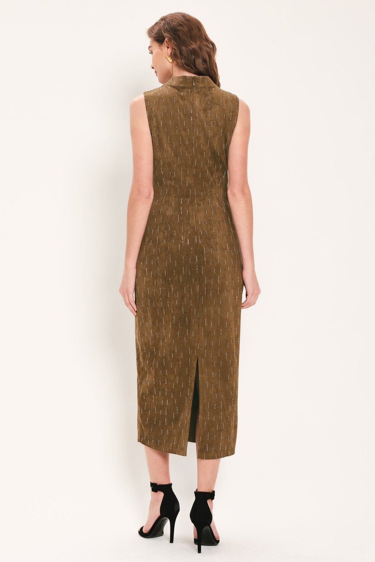 Faux Suede Midi Dress