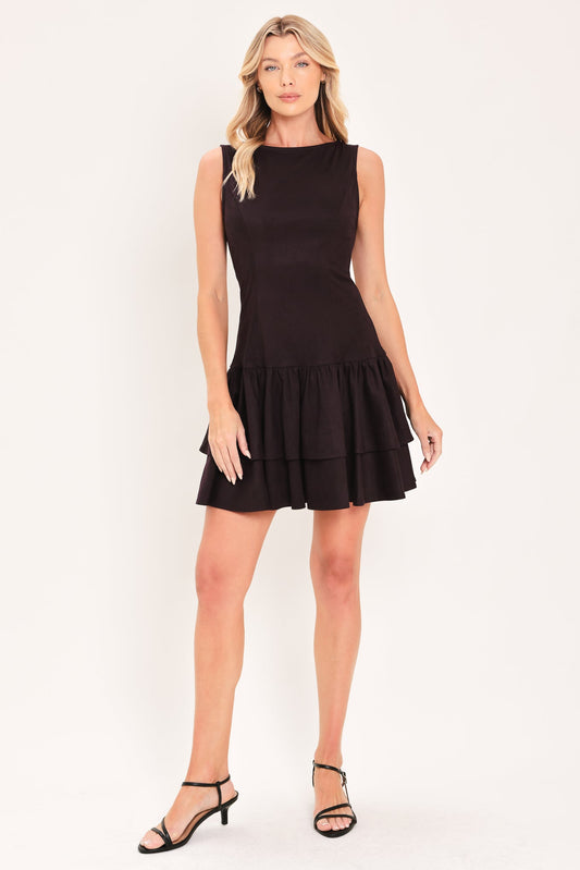 Dropwaist Faux Suede Mini Dress