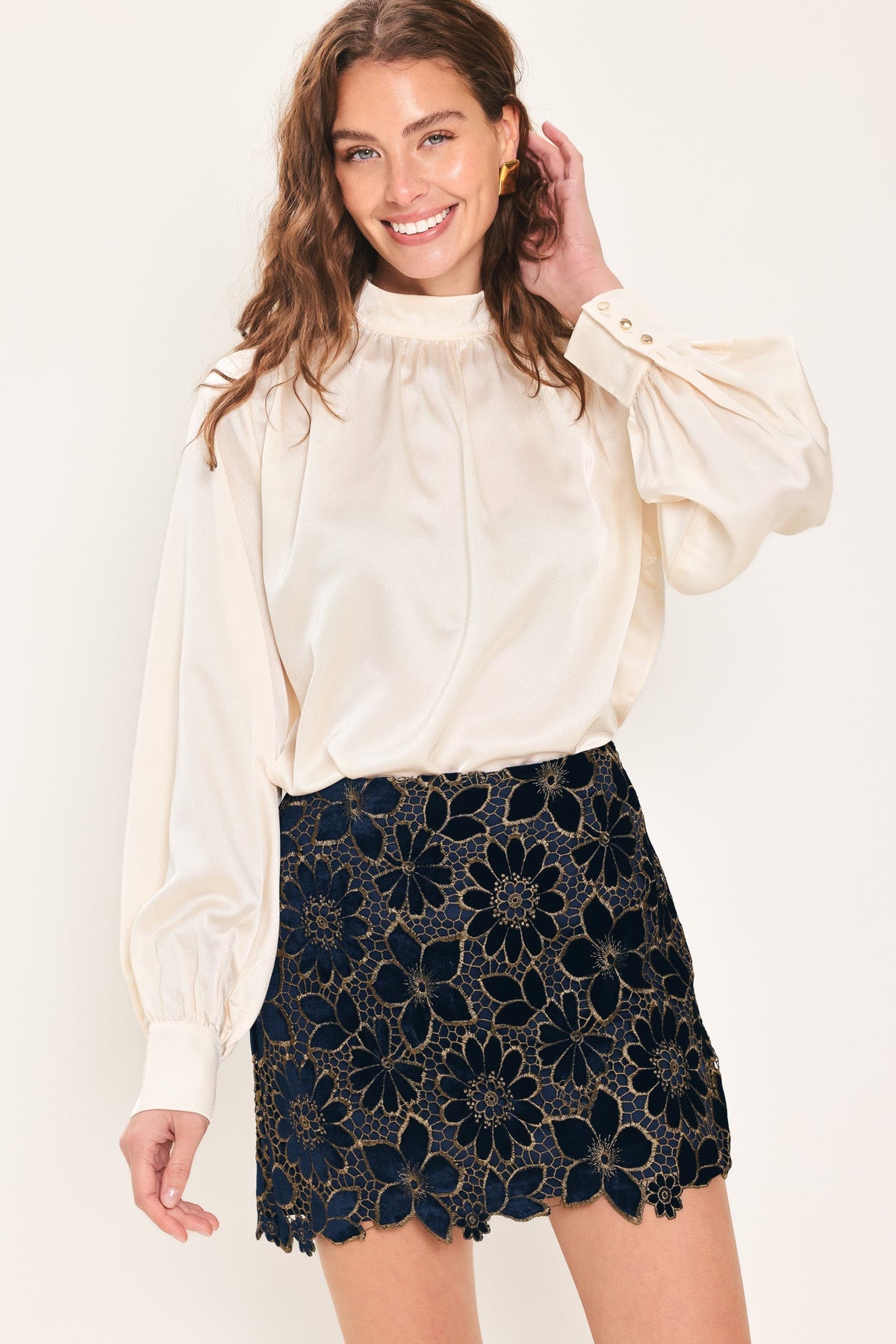 NEW - Velvet Lace Mini Skirt