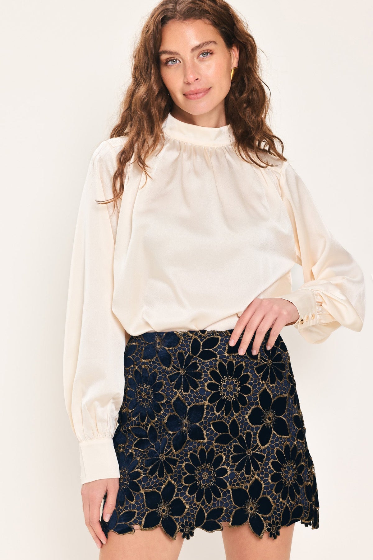 NEW - Velvet Lace Mini Skirt