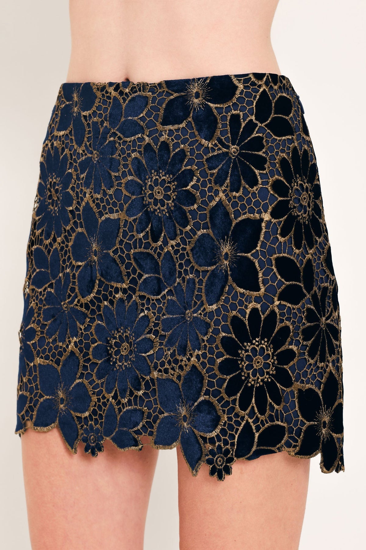 NEW - Velvet Lace Mini Skirt