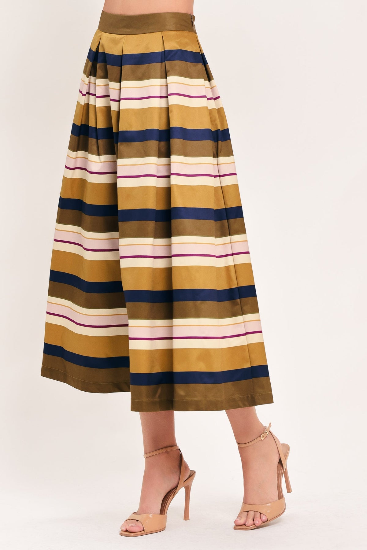 NEW - Saffron Stripe Midi Skirt
