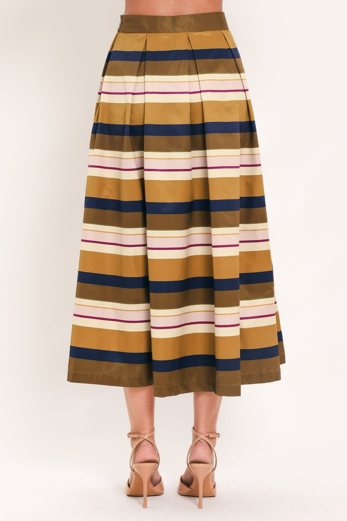 NEW - Saffron Stripe Midi Skirt