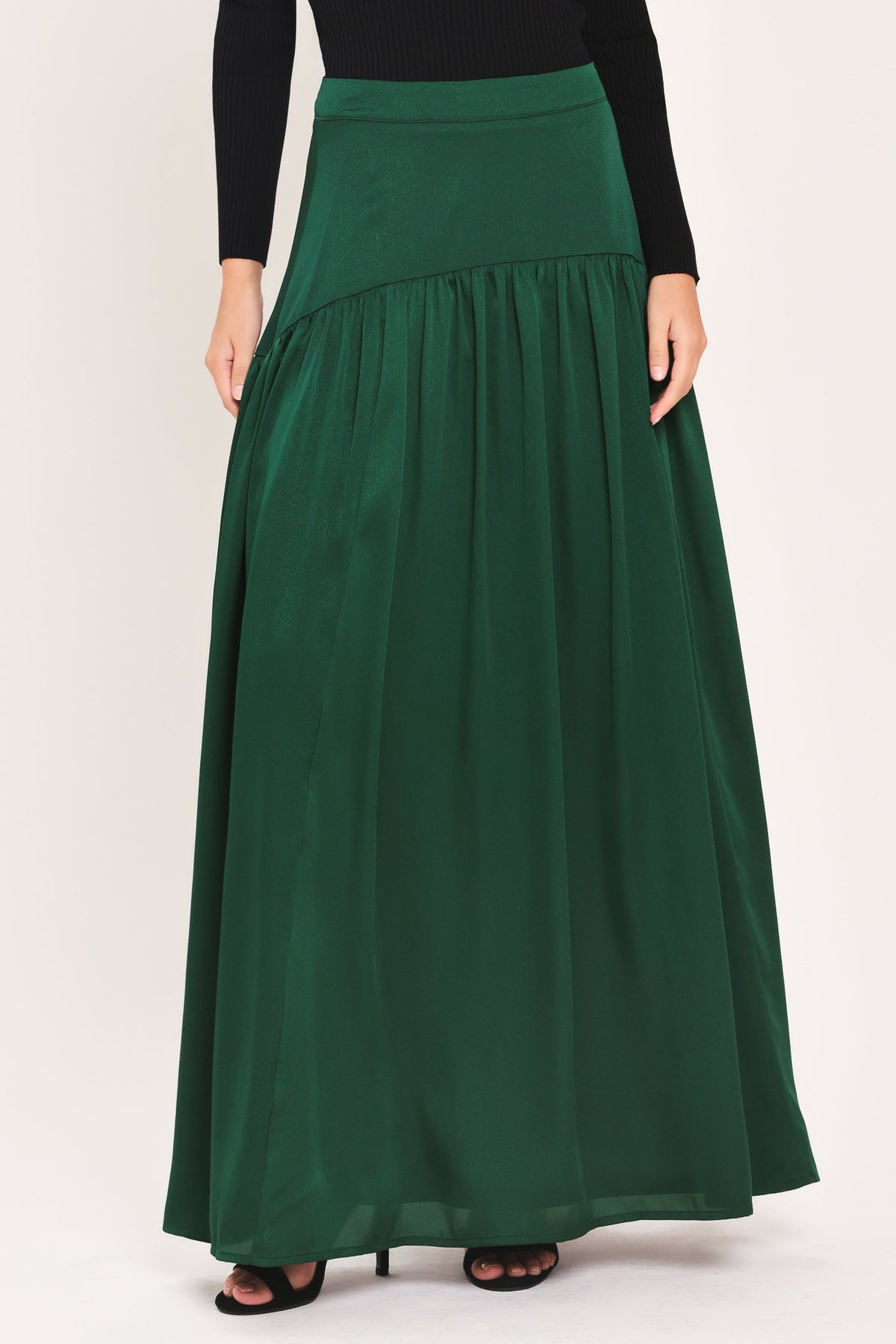 NEW - Evergreen Drop-Waist Tiered Maxi Skirt