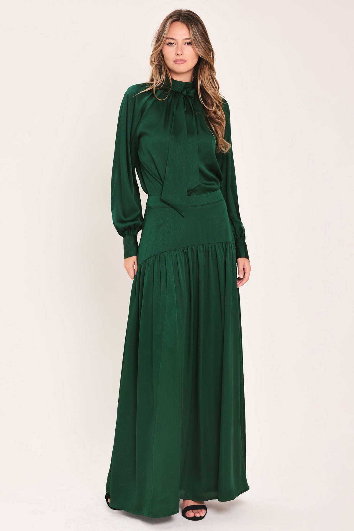 NEW - Evergreen Drop-Waist Tiered Maxi Skirt