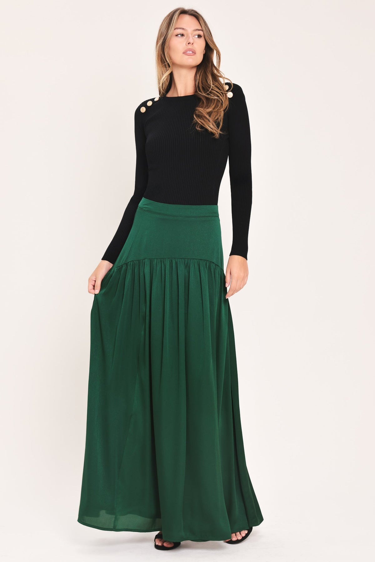NEW - Evergreen Drop-Waist Tiered Maxi Skirt