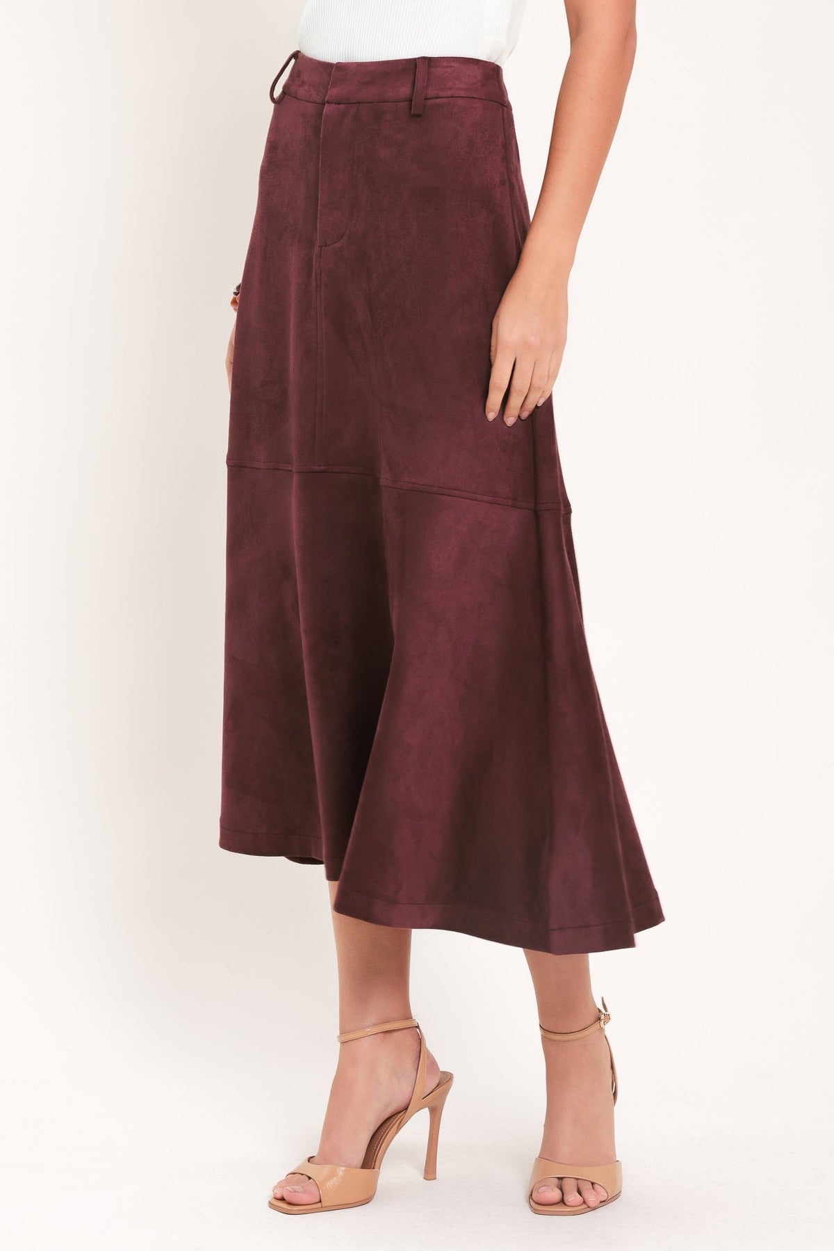 NEW - Faux Suede Midi Skirt