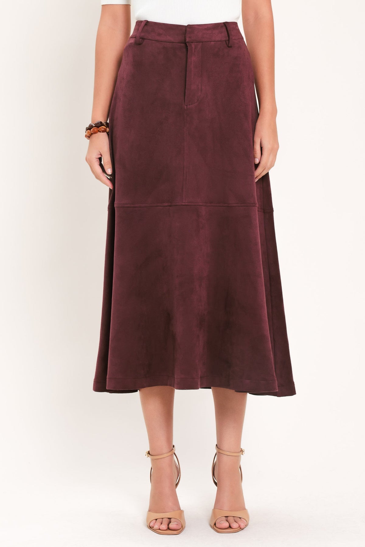 NEW - Faux Suede Midi Skirt