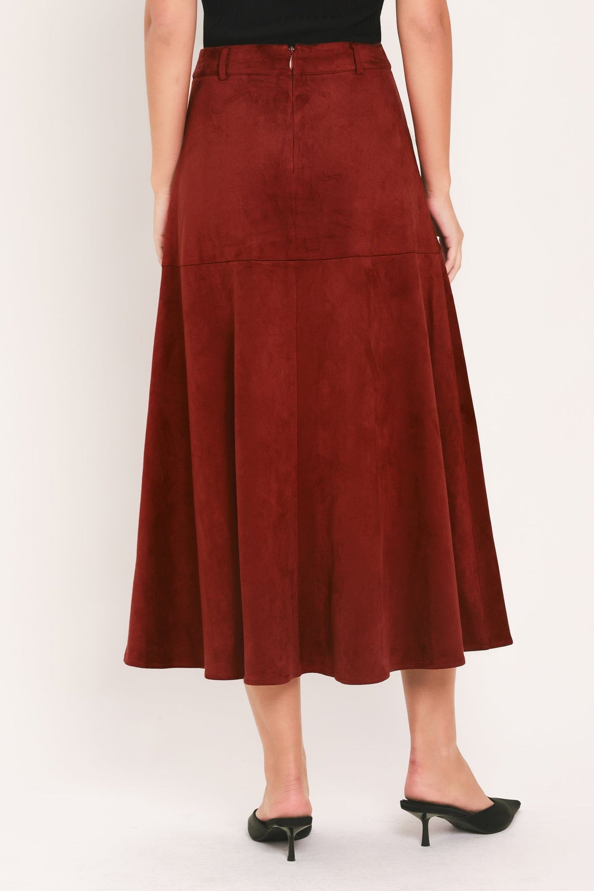 Faux Suede Midi Skirt
