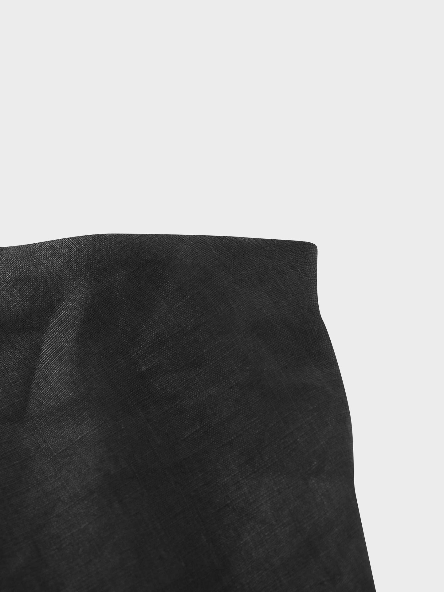 Linen Slip Skirt-Black-3