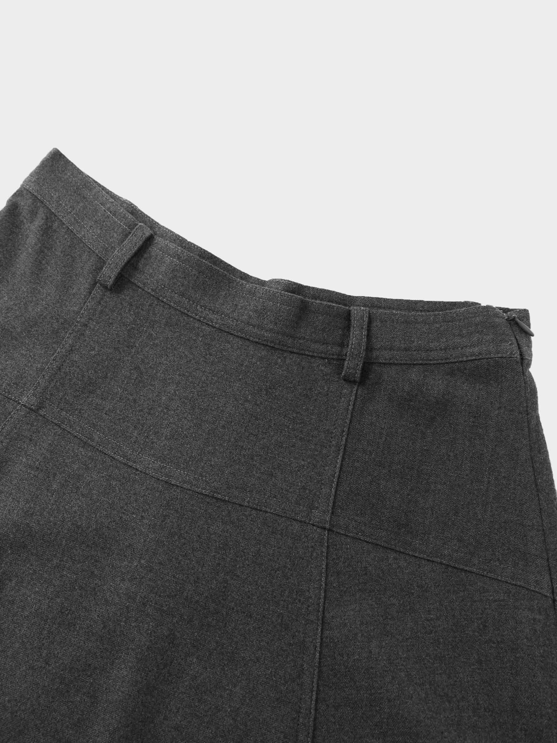 Wool Blend Yoke Skirt 37"-Grey-2